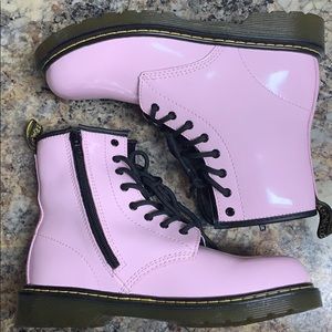 Pink patent leather combat boots